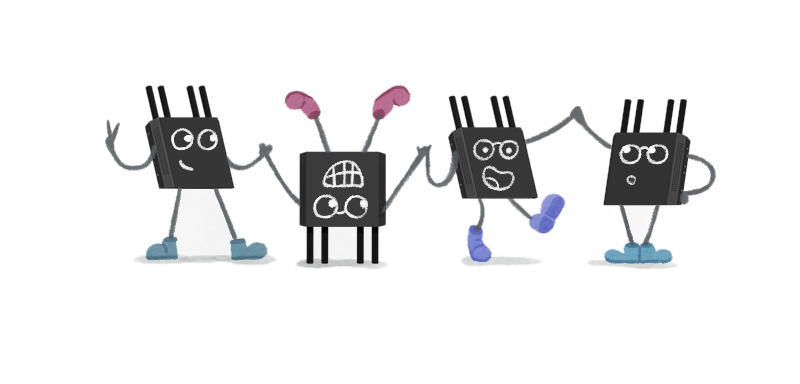Group of Airfy hardware nodes, the visual for AI infrastructure that runs in your office.