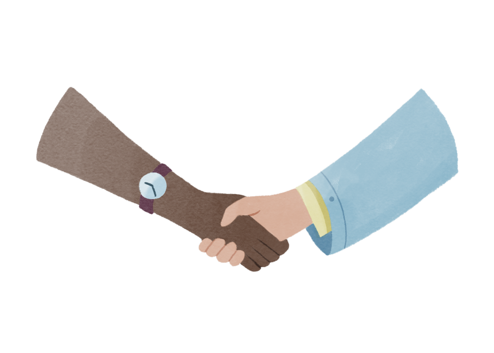 Two figures shaking hands, the visual for ongoing training and managed service together with the Airfy team.