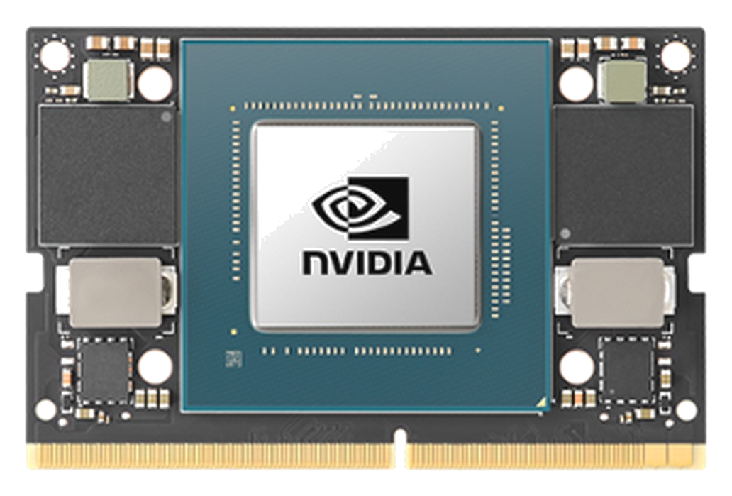 Nvidia Jetson Orin NX module on a transparent background, the edge-AI hardware shipped with AirfyOS.
