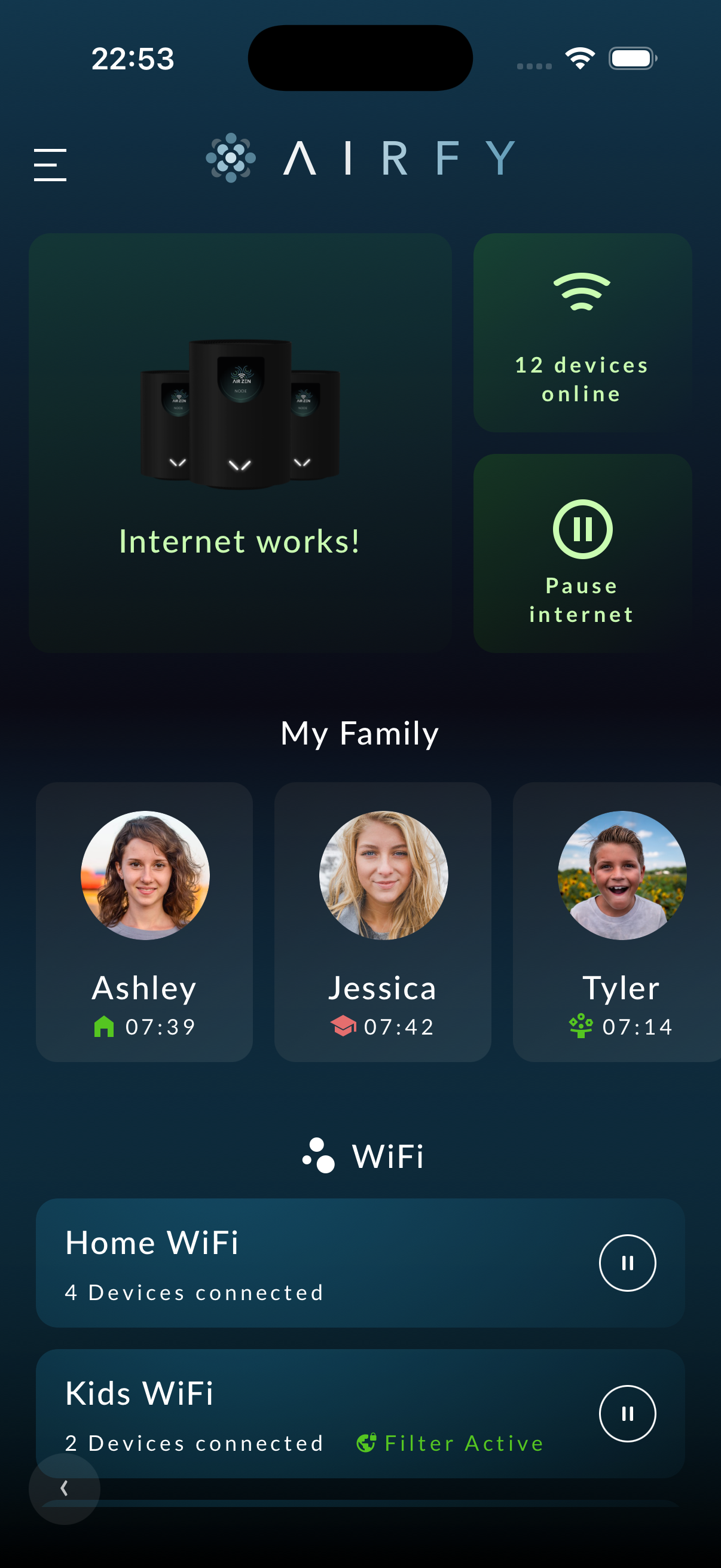 Mesh-Node app dashboard